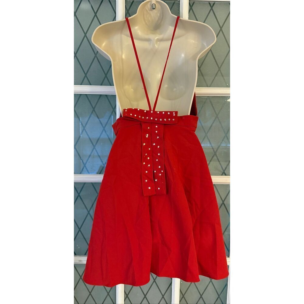 Zara | V-Neck Spaghetti Strap Mini Red Skater Dress | Size M | Fit & Flare - Picture 3 of 10